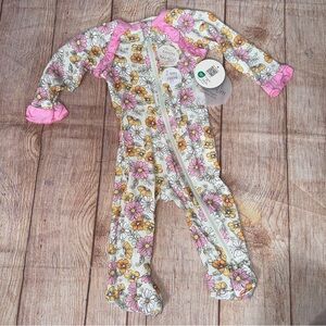 Milkberry 3-6 Months Floral Baby Romper with Pink Accents NWT